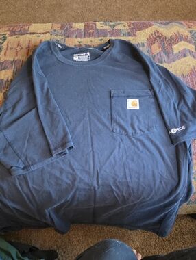 Carhartt Navy Short-Sleeve Pocket Tee with Logo Patch